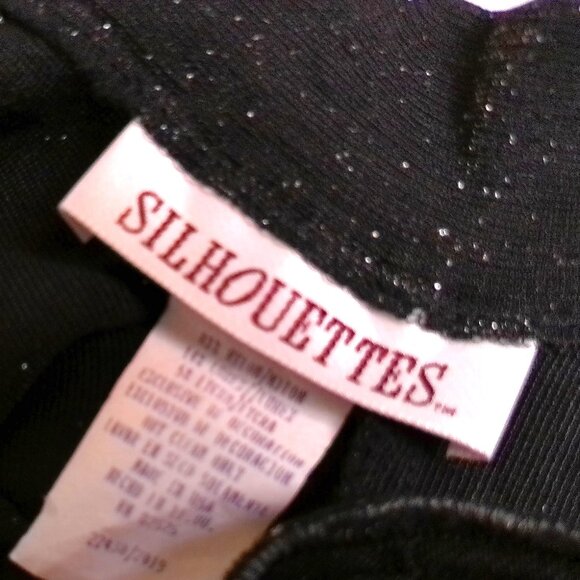 Vintage Mock Turtleneck Black Large metallic knit top short sleeve dressy classy - Picture 5 of 5